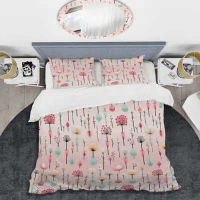 Design Art Pastel Pink Glam Candle Iii Duvet Cover Set In Blue;pink