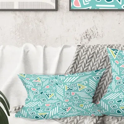 Design Art Pastel Tribal Retro Pattern - Mid-century Modern Printed Throw Pillow