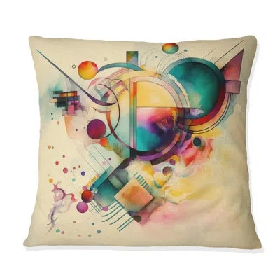 Design Art Pastel Watercolor Art Deco Ii - Abstract Geometric Printed Throw Pillow In Green;yellow