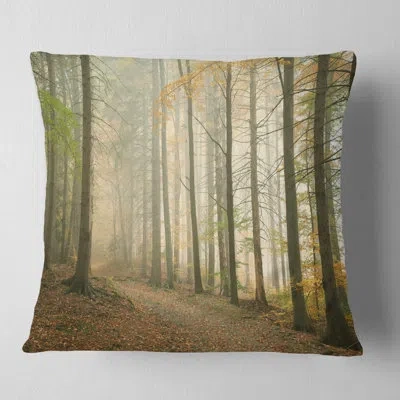 Design Art Path In Misty Autumn Forest - Landscape Printed Pillow