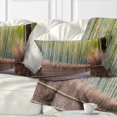 Design Art Pathway Inside Bamboo Forest - Forest Printed Throw Pillow