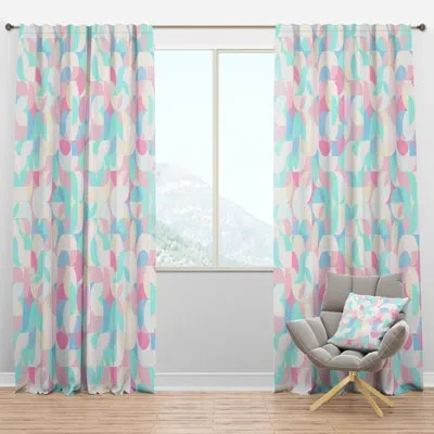 Design Art Pattern Of Undulating Geometric Forms - Geometric Curtain - Velvet Room Darkening - 1 Panel
