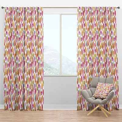 Design Art Pattern With Colorful Feathers - Abstract Curtain - Velvet Room Darkening - 1 Panel