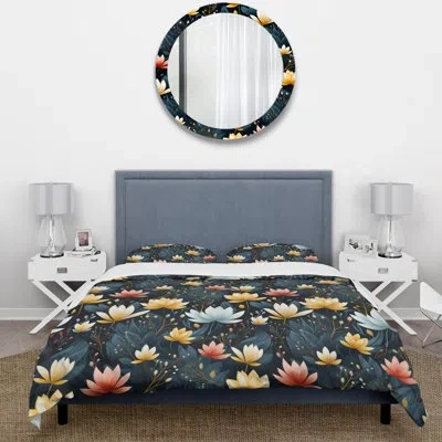 Design Art Peaceful Presence Mediation Ii Duvet Cover Set In Yellow;teal