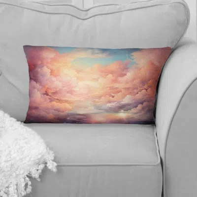 Design Art Peach Sky Photo Astral Symphony I - Sky Printed Throw Pillow In Pink