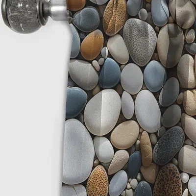 Design Art Pebble Mosaic Tropical Pattern I - Floral Curtain - Blackout Floral Curtain - 1 Panels In Gray