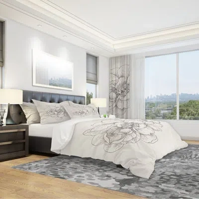 Design Art Pen And Ink Florals Iv Duvet Cover Set In Cream