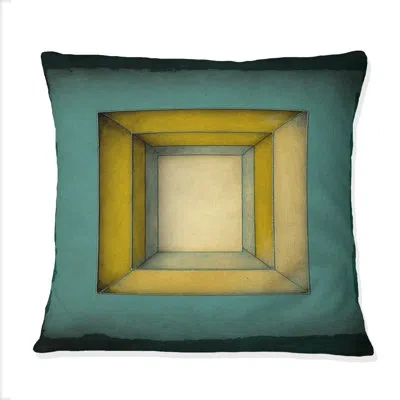 Design Art Perfect Imperfections Retro Graphics Ix - Abstract Geometric Printed Throw Pillow In Blue;beige