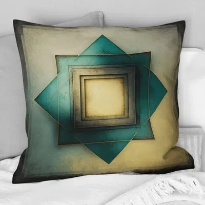 Design Art Perfect Imperfections Retro Graphics V - Abstract Geometric Printed Throw Pillow In Blue;beige
