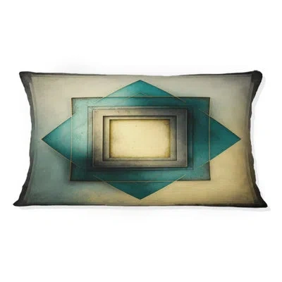 Design Art Perfect Imperfections Retro Graphics V - Abstract Geometric Printed Throw Pillow In Blue;beige