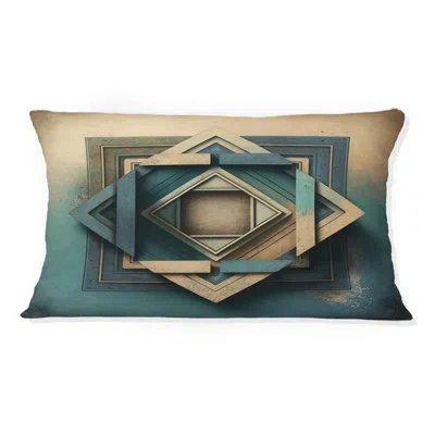 Design Art Perfect Imperfections Retro Graphics Vi - Abstract Geometric Printed Throw Pillow In Blue;beige
