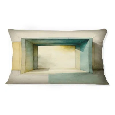 Design Art Perfect Imperfections Retro Graphics Vii - Abstract Geometric Printed Throw Pillow In Blue;beige