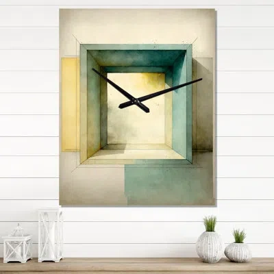 Design Art Perfect Imperfections Retro Graphics Vii Wall Clock In Blue;beige