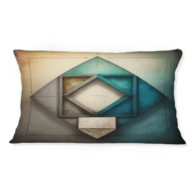 Design Art Perfect Imperfections Retro Graphics Viii - Abstract Geometric Printed Throw Pillow In Blue;beige
