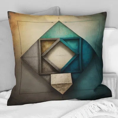 Design Art Perfect Imperfections Retro Graphics Viii - Abstract Geometric Printed Throw Pillow In Blue;beige