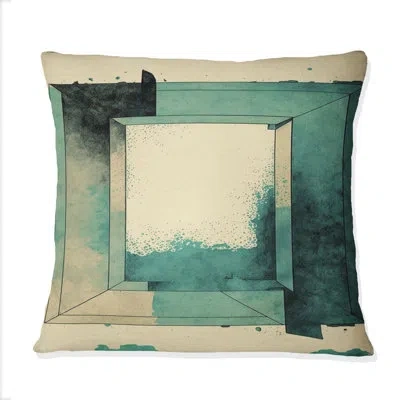 Design Art Perfect Imperfections Retro Graphics X - Abstract Geometric Printed Throw Pillow In Blue;beige