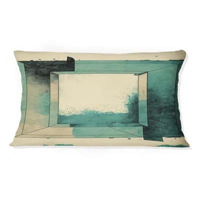 Design Art Perfect Imperfections Retro Graphics X - Abstract Geometric Printed Throw Pillow In Blue;beige