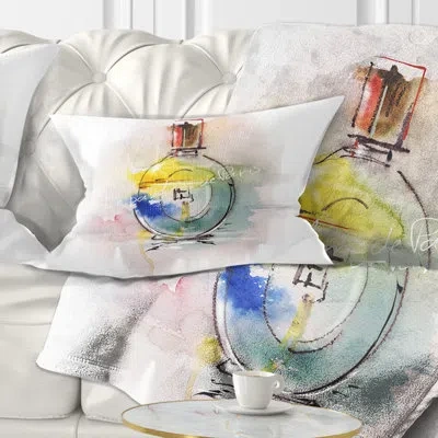 Design Art Perfume Bottle - Street Art Printed Throw Pillow