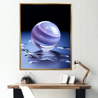 Design Art Periwinkle Pluto Cosmic Harmony On Canvas Print In Gold Floater Framed