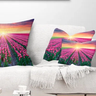 Design Art Photography Blooming Tulips At Sunrise Lumbar Pillow