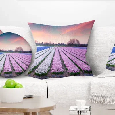 Design Art Photography Colorful Hyacinth Flowers At Sunrise Throw Pillow In White;pink