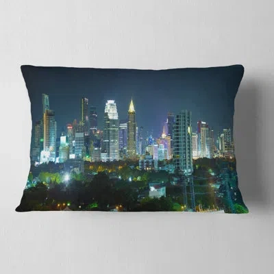 Design Art Photography Night City Bangkok Cityscape Lumbar Pillow