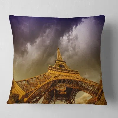 Design Art Photography Paris Eiffel Towerand Gorgeous Sky Lumbar Pillow In Blue
