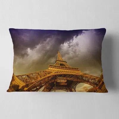 Design Art Photography Paris Eiffel Towerand Gorgeous Sky Lumbar Pillow In Blue