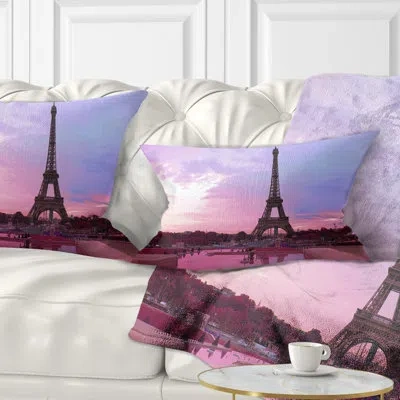 Design Art Photography Paris Eiffel Towerin Tone Lumbar Pillow