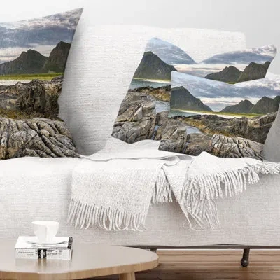 Design Art Photography Rocky Coastline On Lofoten Lumbar Pillow