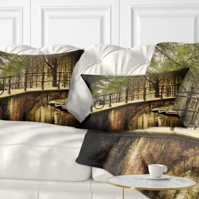 Design Art Photography Romantic Bridge Over Canal Lumbar Pillow