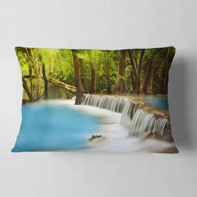 Design Art Photography View Of Huai Mae Kamin Waterfall Lumbar Pillow