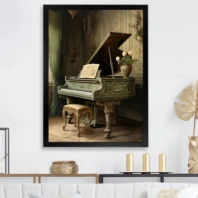 Design Art Piano Renaissance Resonance I On Canvas Print In Black Single Picture Framed