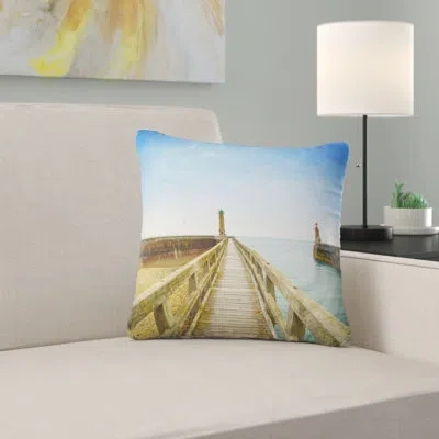 Design Art Pier And Lighthouse France - Sea & Shore Printed Pillow