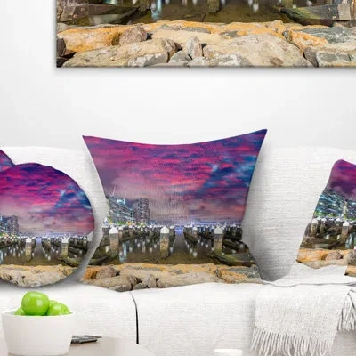 Design Art Pier At Melbourne Harbor - Landscape Printed Pillow