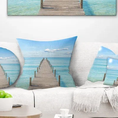 Design Art Pier Infinite To The Sea - Sea & Shore Printed Pillow