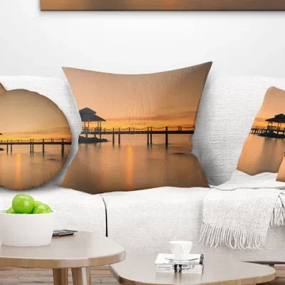 Design Art Pier Seascape Wonderful Wooden Pier And Hut Phuket Pillow In Blue;black;brown;green;red;yellow