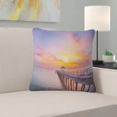 Design Art Pier Seascape Wooden Bridge Long Into The Ocean Pillow
