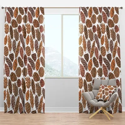 Design Art Pine Cones Pattern - Nature Curtain - Velvet Room Darkening - 1 Panel