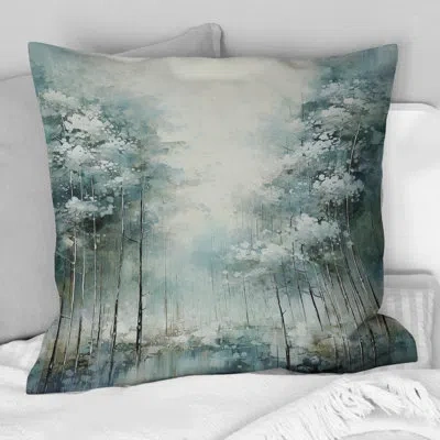 Design Art Pine Tree Enchanted Forest I - Tree Pine Printed Throw Pillow In Green