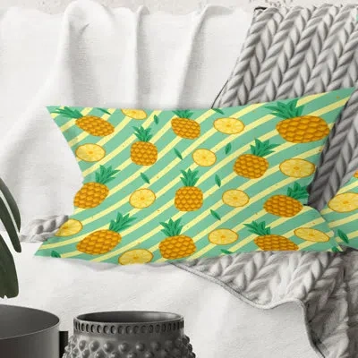 Design Art Pineapple Summer Bliss I - Mid-century Modern Printed Throw Pillow