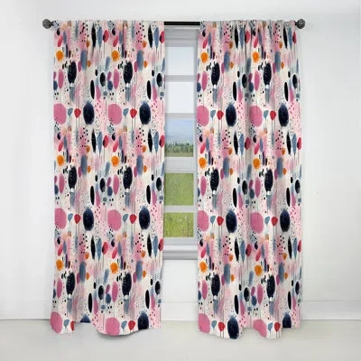 Design Art Pink And Beige Strokes Harmony - Abstract Curtain - Blackout Geometric Curtain - 1 Panels In Black;pink