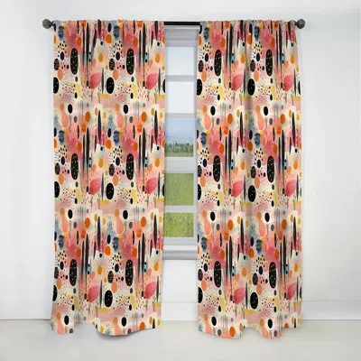 Design Art Pink And Beige Strokes Harmony I - Abstract Curtain - Blackout Geometric Curtain - 1 Panels In Black;pink