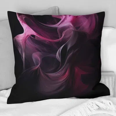 Design Art Pink And Black Chromatic Breakers Ii - Fractals Printed Throw Pillow In Black;pink