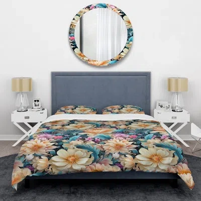 Design Art Pink And Blue Boho Paisley Playfulness I Duvet Cover Set In Blue;pink