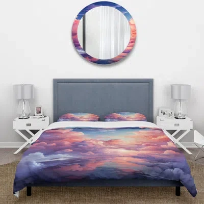 Design Art Pink And Blue Calm Aquarelle Sky  Ii - Fruits Duvet Cover Set In Blue;pink