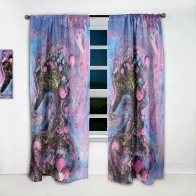 Design Art Pink And Blue Luxury Abstract Fluid Art - Modern Curtain - Velvet Room Darkening - 1 Panel