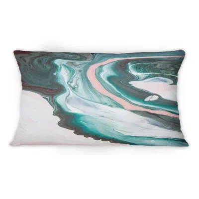 Design Art Pink And Light Blue Marble Universe -1 Modern Printed Throw Pillow