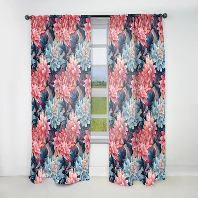 Design Art Pink And Purple Damask Geometry Blend - Bohemian Curtain - Velvet Room Darkening - 1 Panel In Pink;purple