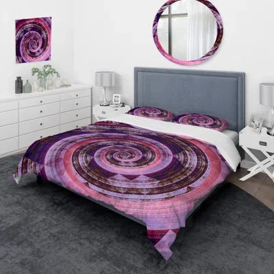 Design Art Pink And Purple Spiral - Modern Duvet Cover Set - Microfiber Polyester In Pink;purple